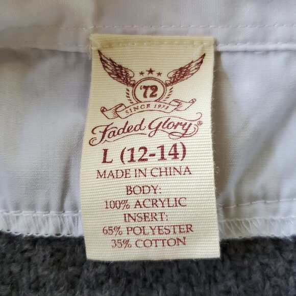 Faded Glory Gray Plus Twofer Sweater with Built-In Collared Shirt SZ L (12-14) - Picture 4 of 8